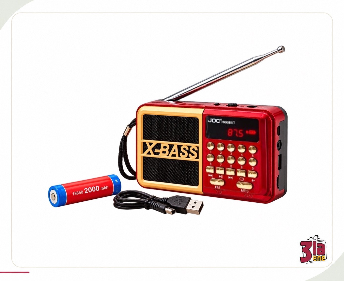 راديو محمول X-BASS مع USB وTF وبطارية قابلة للشحن