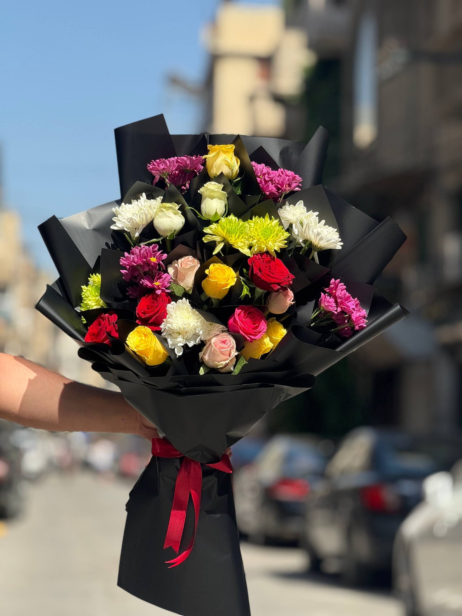 باقة ورد مشكل ملون